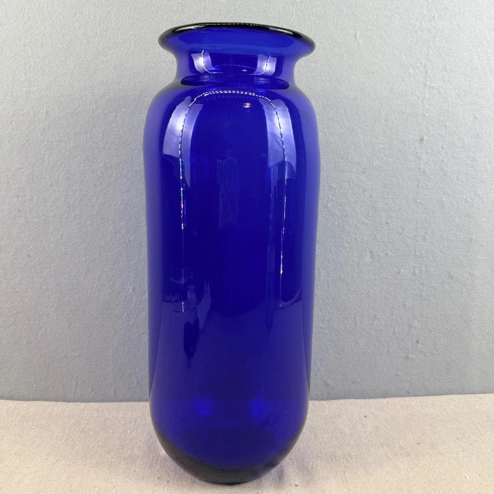 VTG Blenko 8137s Cobalt Blue Glass Cylinder Vase 15